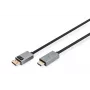 DIGITUS DP-na-HDMI kábel s LED 4K/30Hz, 2m hliníkové puzdro, pozlátené, podporuje 4K30Hz