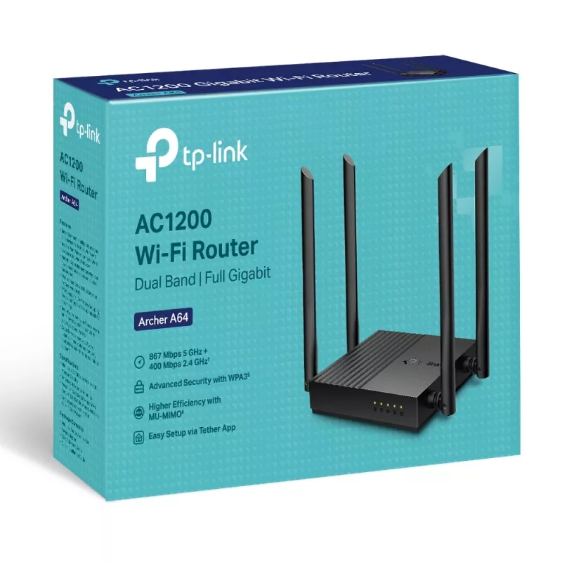 TP-Link ARCHER A64 bezdrôtový router Gigabit Ethernet Dualband (2,4 GHz / 5 GHz) čierny
