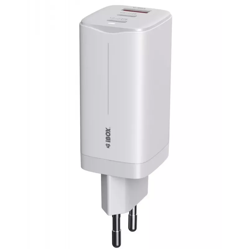 IBOX mobilná nabíjačka ILUC65W, 65W, 2x USB-C + 1x USB-A, biela, 1,5 m kábel