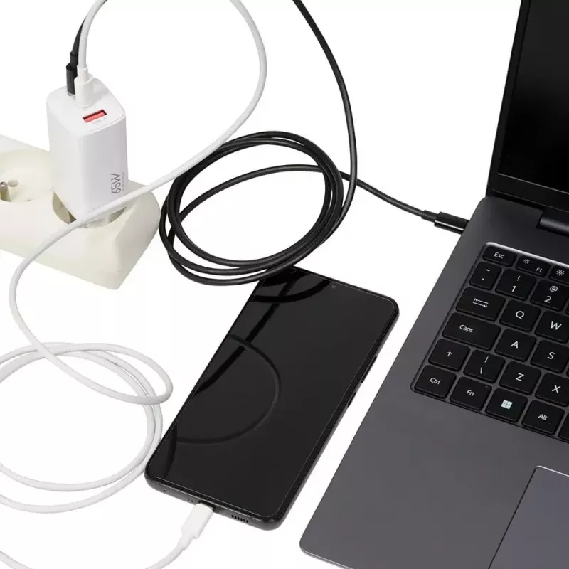 IBOX mobilná nabíjačka ILUC65W, 65W, 2x USB-C + 1x USB-A, biela, 1,5 m kábel