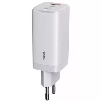 IBOX mobilná nabíjačka ILUC65W, 65W, 2x USB-C + 1x USB-A, biela, 1,5 m kábel