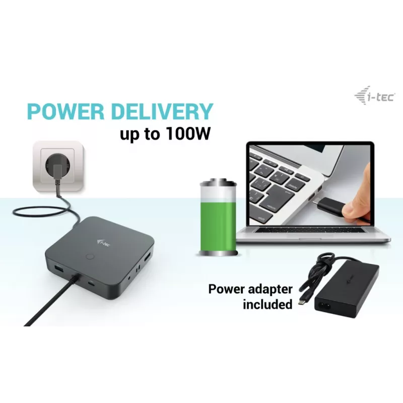 i-tec USB-C HDMI Dual DP dokovacia stanica s Power Delivery 100 W + univerzálna nabíjačka 100 W