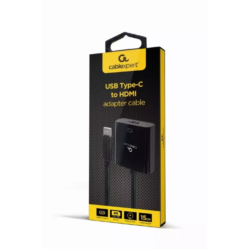 GEMBIRD USB Type-C na HDMI adaptérový kábel, 4K@60Hz, 15cm, čierny