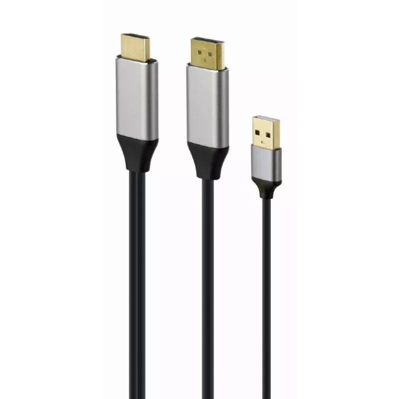 GEMBIRD Aktívny 4K HDMI konektor samec na DisplayPort konektor samec adaptérový kábel, 2 m – čierny