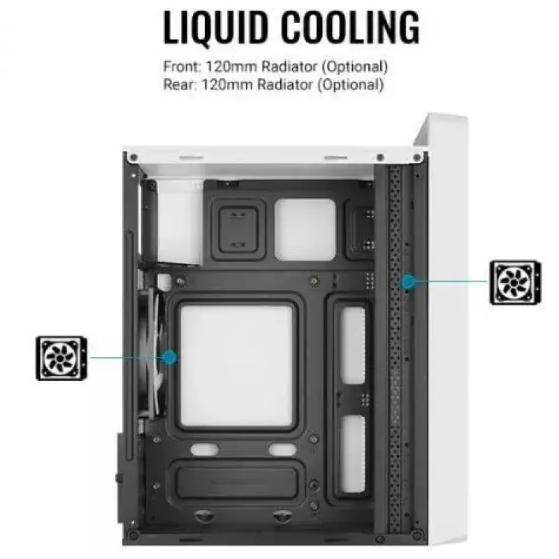 PC skriňa AEROCOOL PGS CS-109-G-WT-v1 Mini Tower SPCC biela — microATX, až do 26 cm GPU, FRGB, mesh predná strana