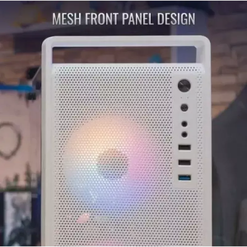 PC skriňa AEROCOOL PGS CS-109-G-WT-v1 Mini Tower SPCC biela — microATX, až do 26 cm GPU, FRGB, mesh predná strana
