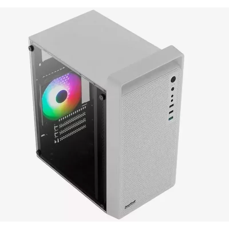 PC skriňa AEROCOOL PGS CS-109-G-WT-v1 Mini Tower SPCC biela — microATX, až do 26 cm GPU, FRGB, mesh predná strana