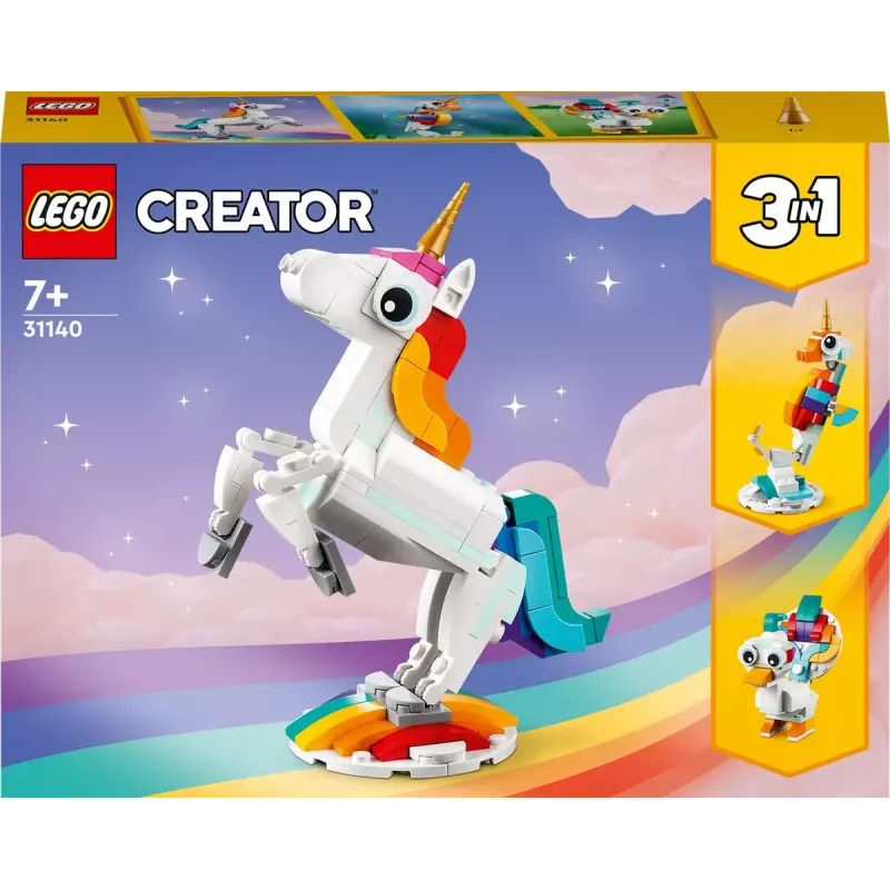 Stavebnica LEGO Creator 3in1 31140 Magický jednorožec, 145 dielov, 130 mm výška, vek 7+