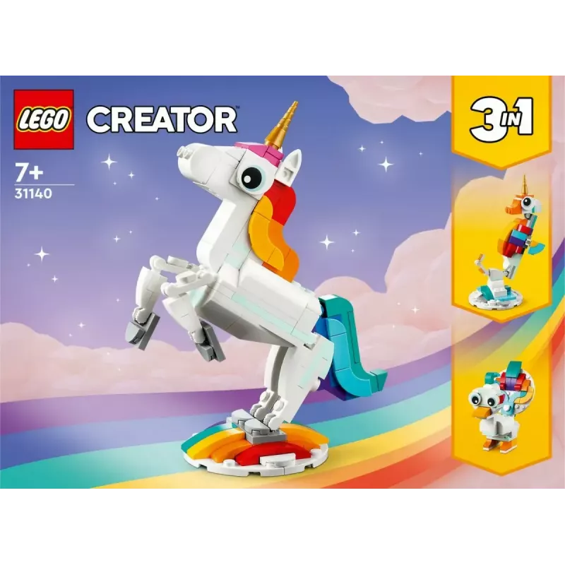 Stavebnica LEGO Creator 3in1 31140 Magický jednorožec, 145 dielov, 130 mm výška, vek 7+