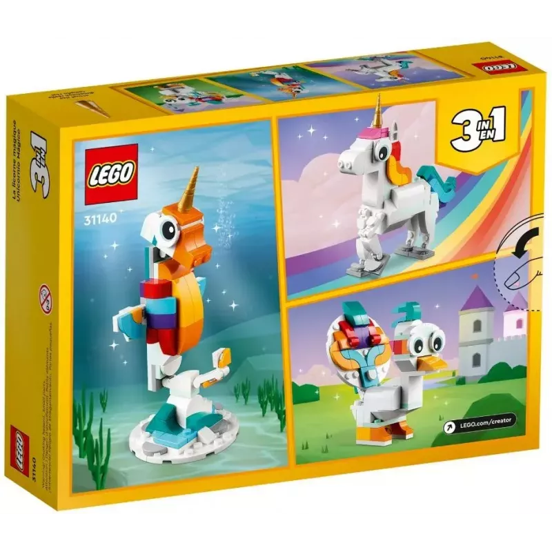 Stavebnica LEGO Creator 3in1 31140 Magický jednorožec, 145 dielov, 130 mm výška, vek 7+