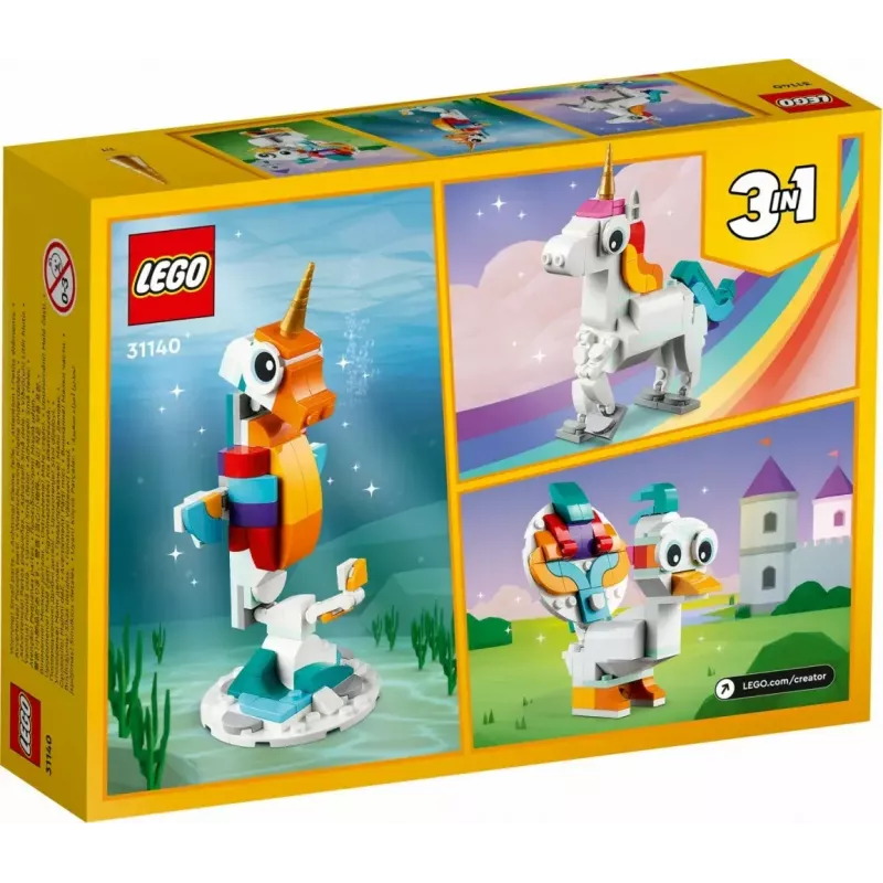 Stavebnica LEGO Creator 3in1 31140 Magický jednorožec, 145 dielov, 130 mm výška, vek 7+