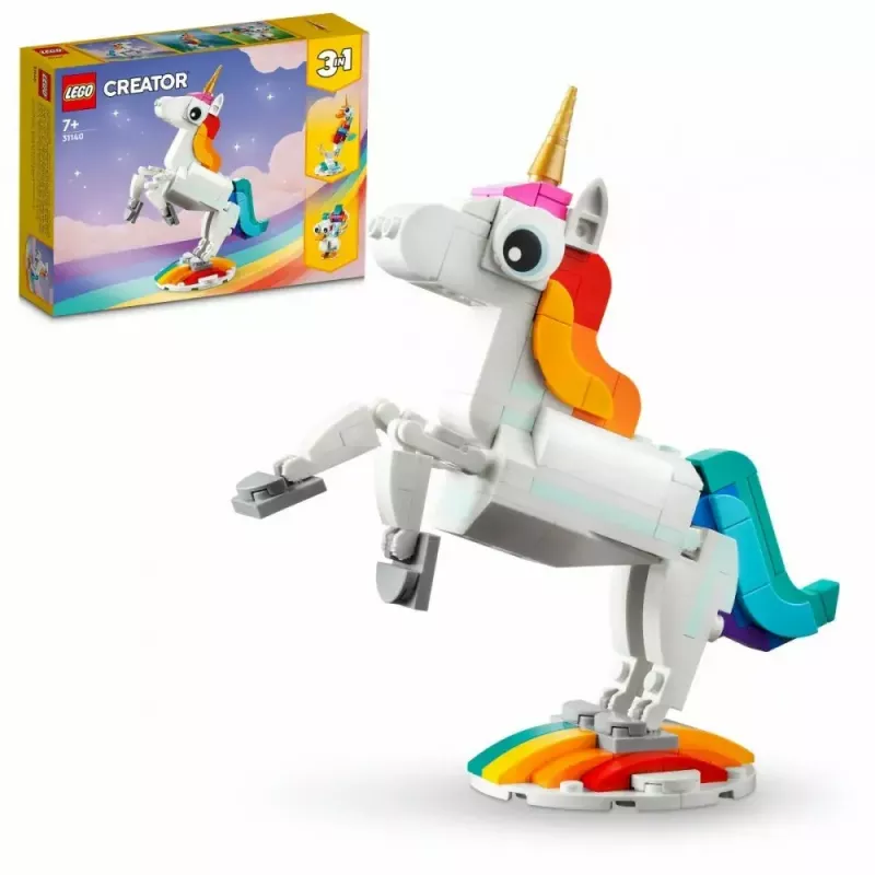 Stavebnica LEGO Creator 3in1 31140 Magický jednorožec, 145 dielov, 130 mm výška, vek 7+