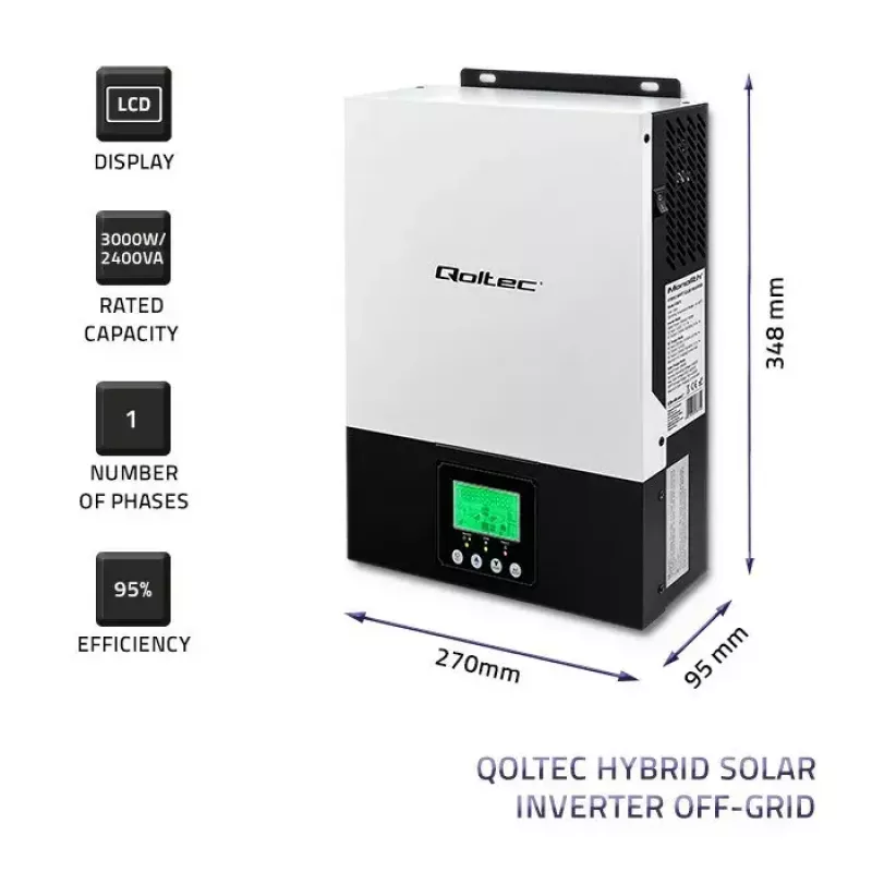 Hybridný off-grid solárny menič QOLTEC 3KVA 2,4kW 80A