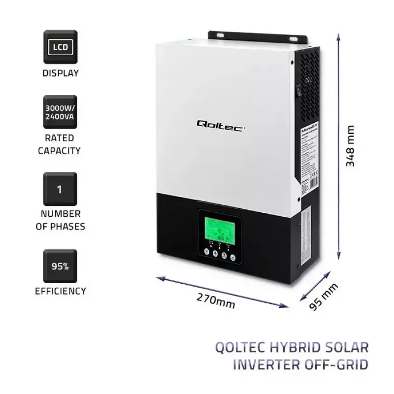 Hybridný off-grid solárny menič QOLTEC 3KVA 2,4kW 80A