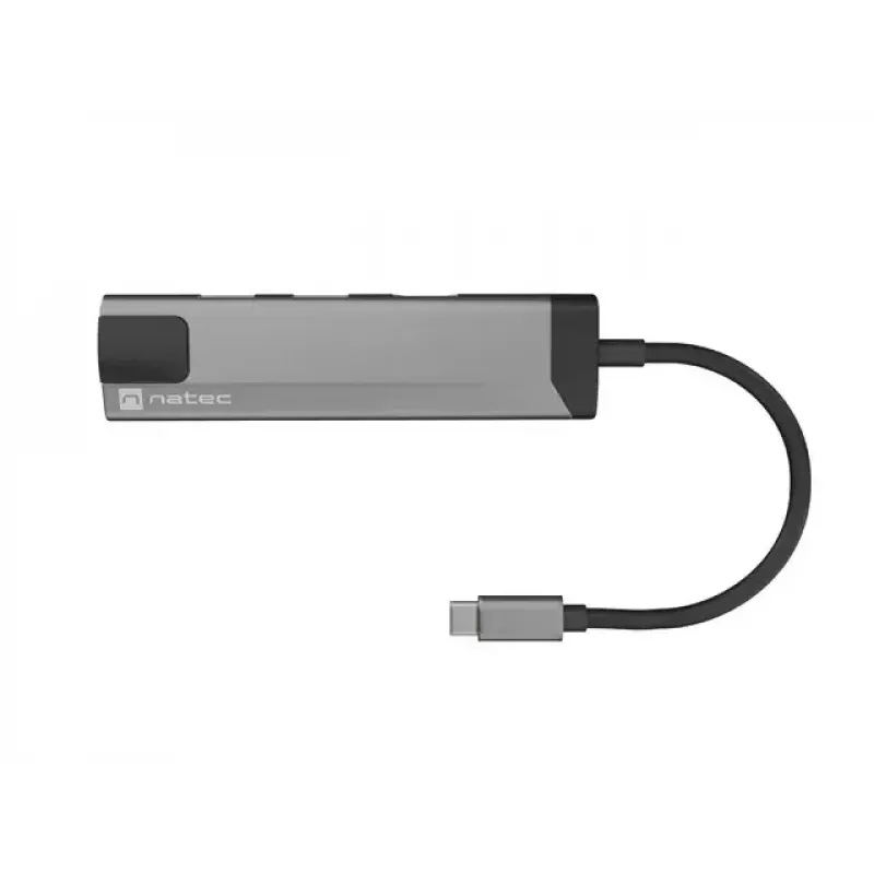 NATEC Fowler Go NMP-1985 viacportový rozbočovač USB-C, 2x USB 3.0, HDMI 4K, RJ-45 Gigabit, USB-C PD 100 W, bridlicová