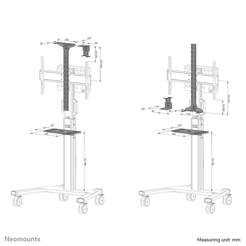 Neomounts Select AFLS-825BL1 video a multimediálna súprava (polica na kameru, polica AV, adaptér Logitech Rally Bar (Mini)) pre FL50S-825BL1, max. 9 kg, oceľ, čierna
