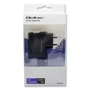 Qoltec 51021 zásuvkový napájací zdroj 5 W, 5 V, 1 A, 5,5x2,5 mm