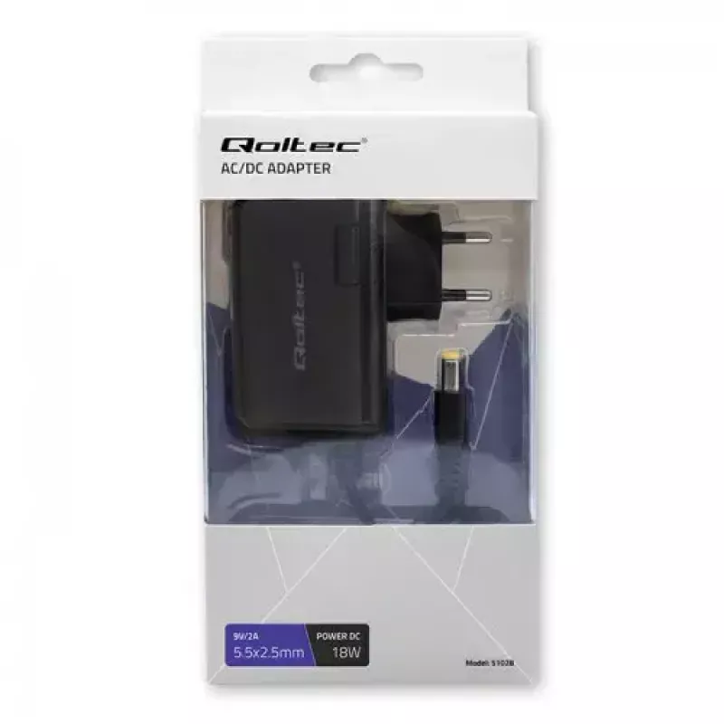 Interiérový napájací zdroj Qoltec 51028 18W čierny 220-240V