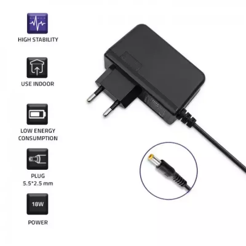 Interiérový napájací zdroj Qoltec 51028 18W čierny 220-240V