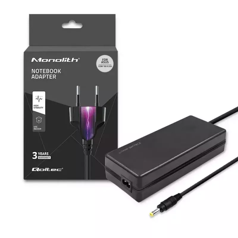 Napájací zdroj Qoltec 51037 120W interiérový čierny notebook
