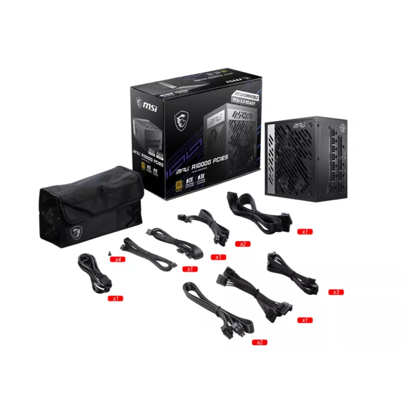 MSI MPG A1000G PCIE5 napájací zdroj 1000 W 20+4 pin ATX ATX čierny