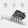 Axagon PCEU-43RS PCIe karta - 4x USB 5 Gbps port, duálne napájanie, Renesas PD720201, SP & LP