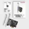 Axagon PCEU-43RS PCIe karta - 4x USB 5 Gbps port, duálne napájanie, Renesas PD720201, SP & LP