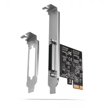 Axagon PCEA-P1N PCIe - 1x paralelný port adaptér s SP & LP, PCIe, paralelný, samica, Full-height / Low-profile, PCIe 2.0, Čína