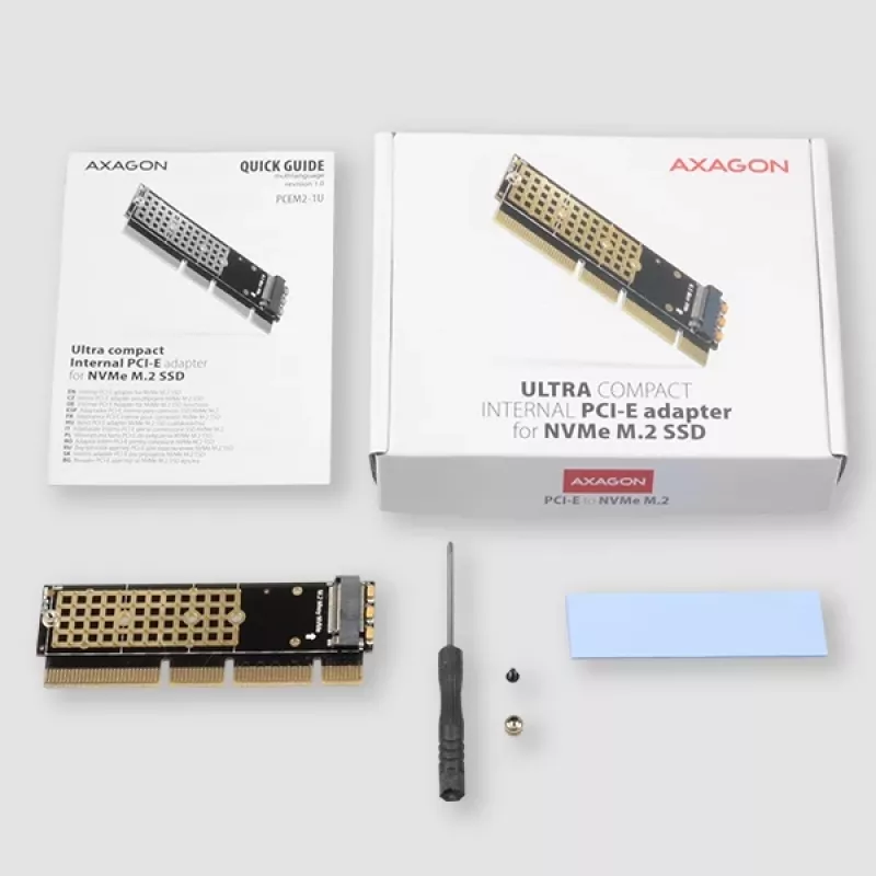 Axagon PCEM2-1U PCIe x16/x8/x4 - M.2 NVMe M-Key slot adaptér 1U