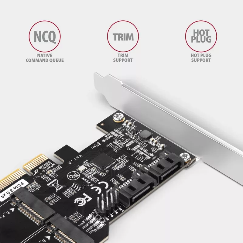 Axagon PCES-SA4M2 PCIe radič 2x interný SATA 6G port + M.2 B-Key rozširujúca karta/adaptér M.2, SATA