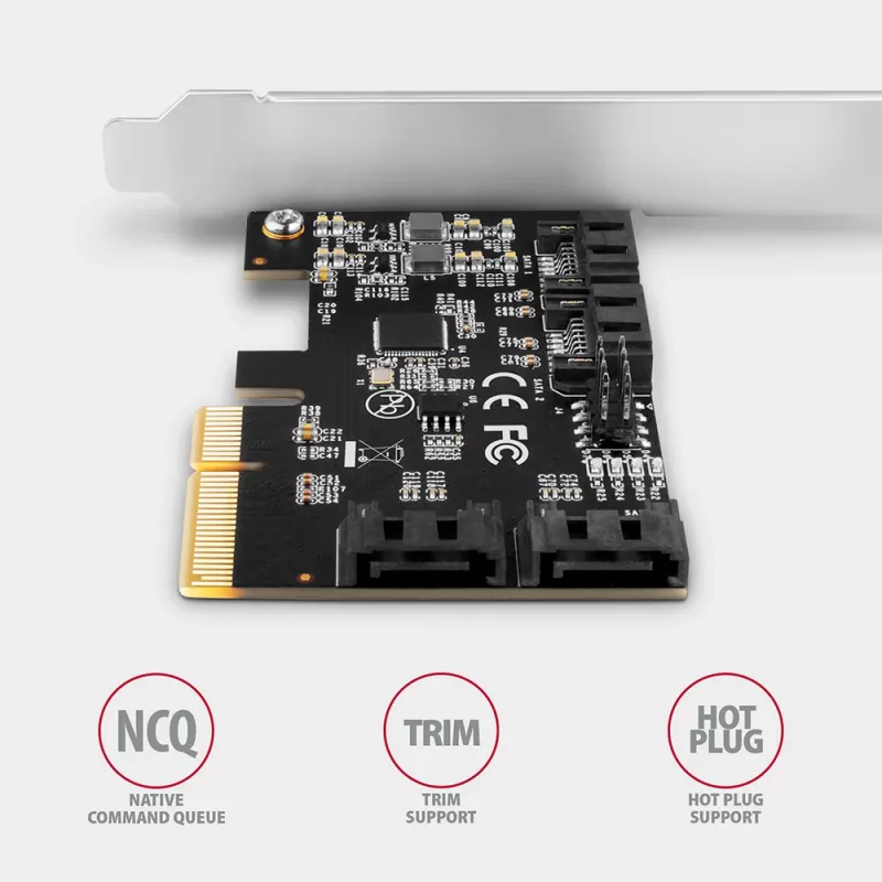 Axagon PCES-SA4X4 PCIe radič - 4x interný SATA 6G port, ASM1164, SP & LP