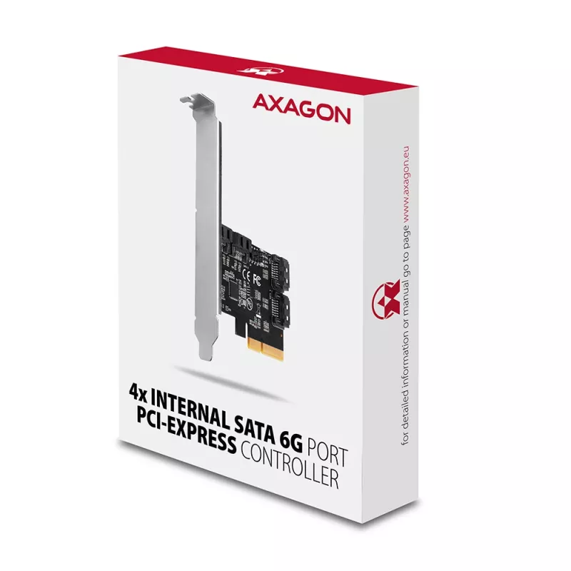 Axagon PCES-SA4X4 PCIe radič - 4x interný SATA 6G port, ASM1164, SP & LP