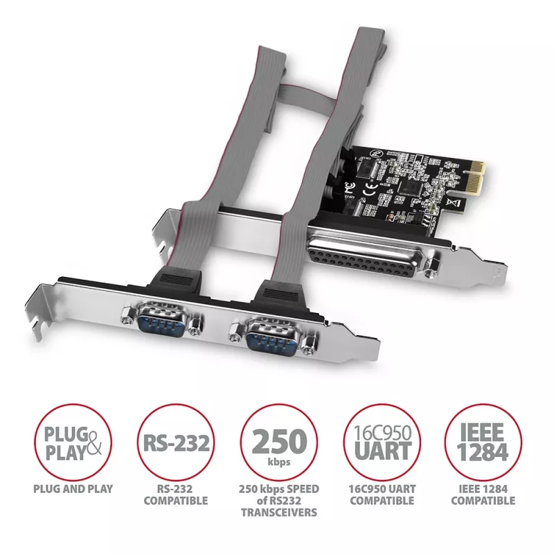 Axagon PCEA-PSN PCIe - 1x paralelný & 2x sériový port 250 kbps adaptér s SP & LP