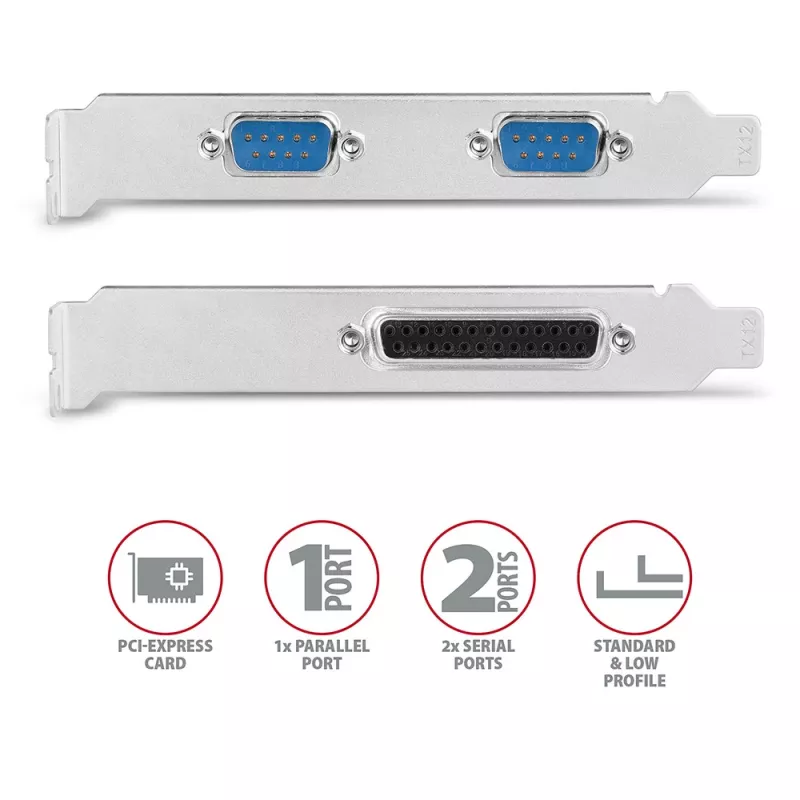 Axagon PCEA-PSN PCIe - 1x paralelný & 2x sériový port 250 kbps adaptér s SP & LP