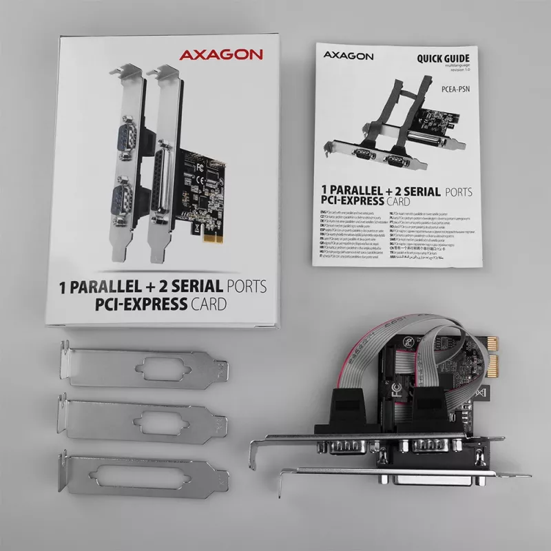 Axagon PCEA-PSN PCIe - 1x paralelný & 2x sériový port 250 kbps adaptér s SP & LP