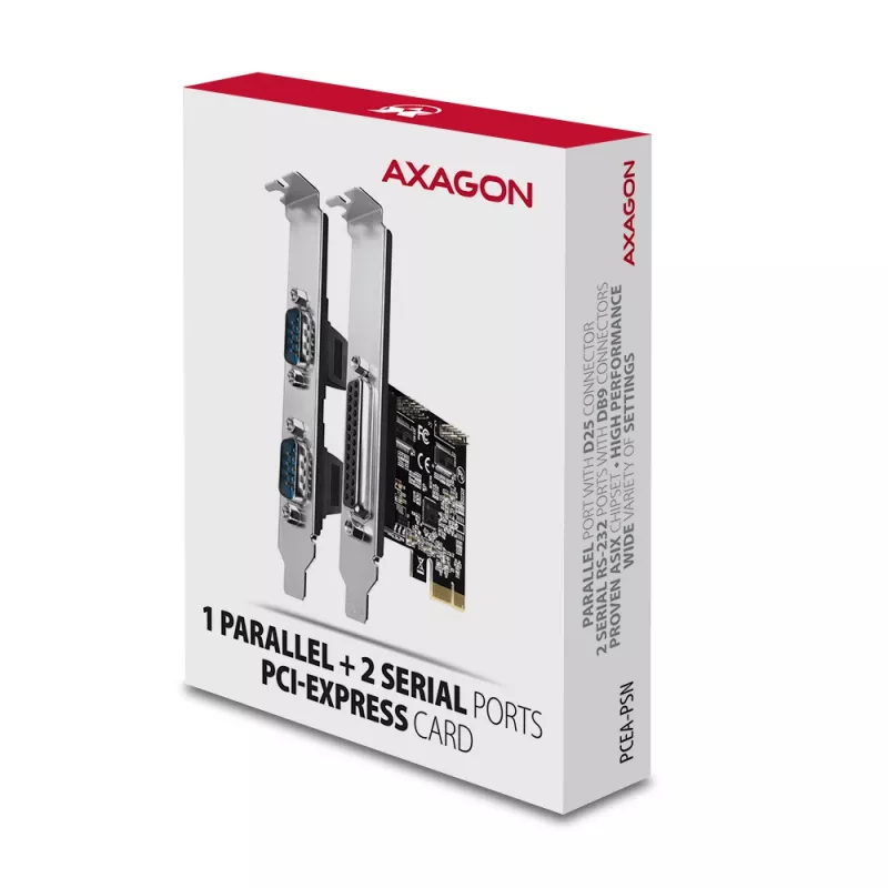 Axagon PCEA-PSN PCIe - 1x paralelný & 2x sériový port 250 kbps adaptér s SP & LP