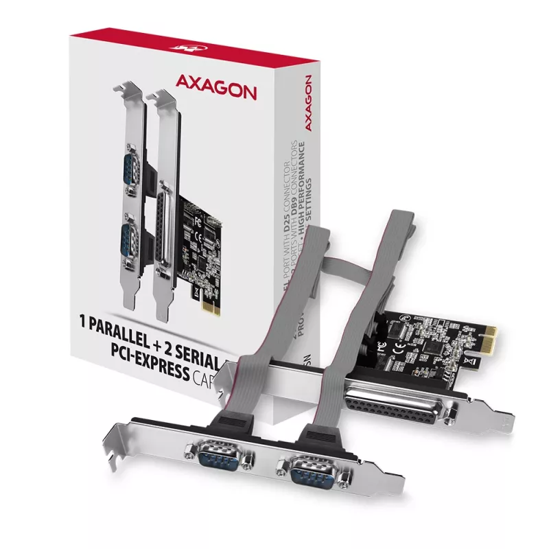 Axagon PCEA-PSN PCIe - 1x paralelný & 2x sériový port 250 kbps adaptér s SP & LP