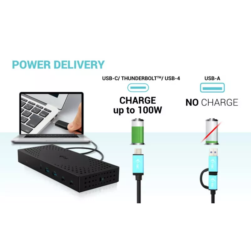 i-tec USB 3.0 / USB-C / Thunderbolt, 3x 4K dokovacia stanica Gen 2 + Power Delivery 100W