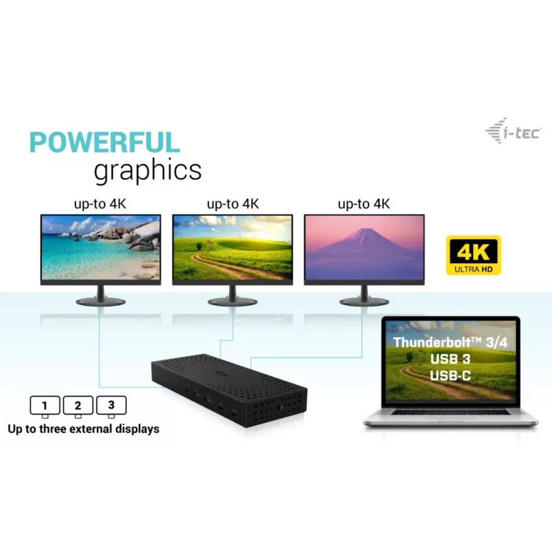 i-tec USB 3.0 / USB-C / Thunderbolt, 3x 4K dokovacia stanica Gen 2 + Power Delivery 100W