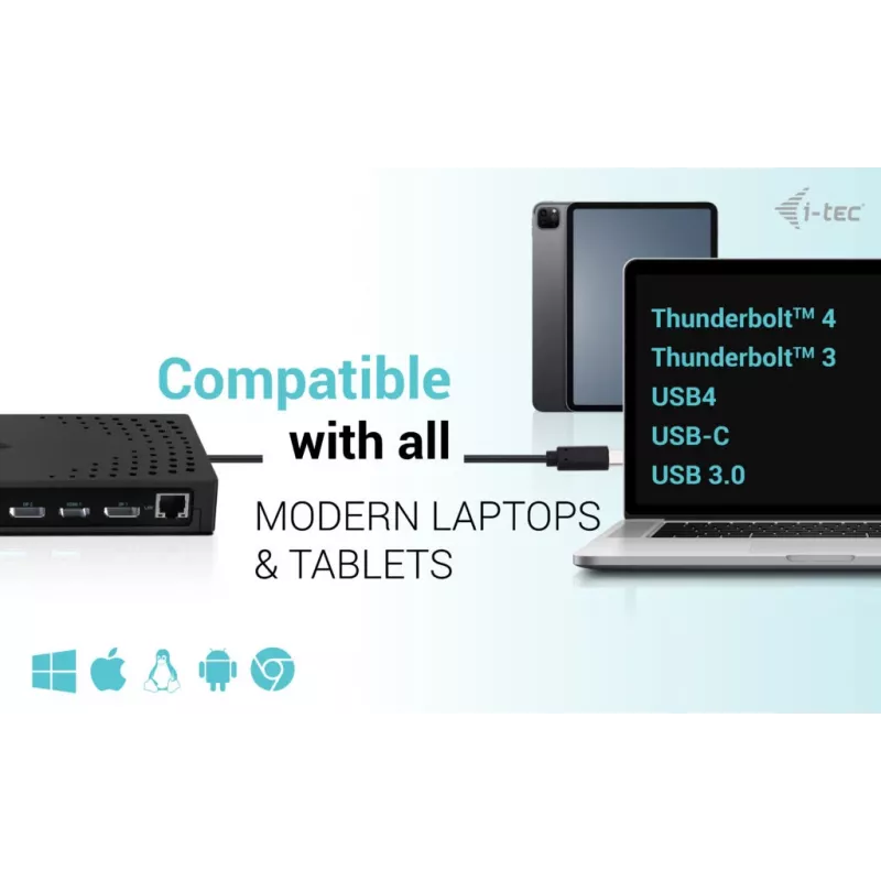 i-tec USB 3.0 / USB-C / Thunderbolt, 3x 4K dokovacia stanica Gen 2 + Power Delivery 100W