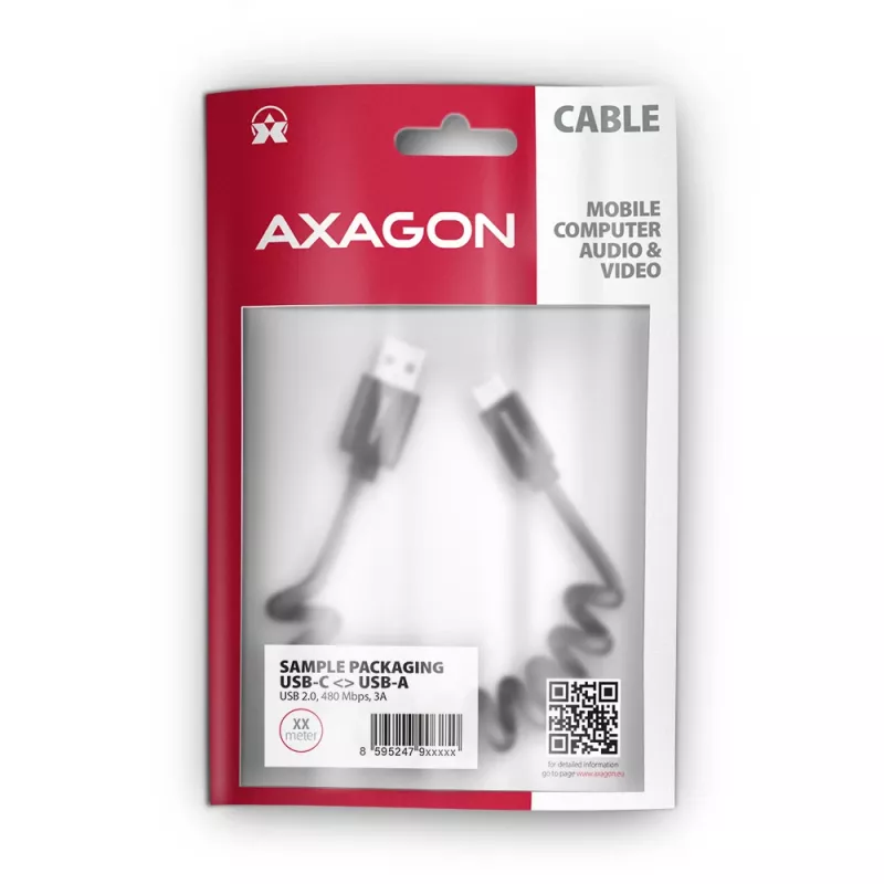 USB kábel Axagon BUCM-AM10TB USB 2.0 0,6 m USB-C USB-A čierny