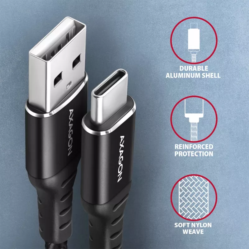 USB kábel Axagon BUCM-AM15AB USB 2.0 1,5 m USB A USB C čierny