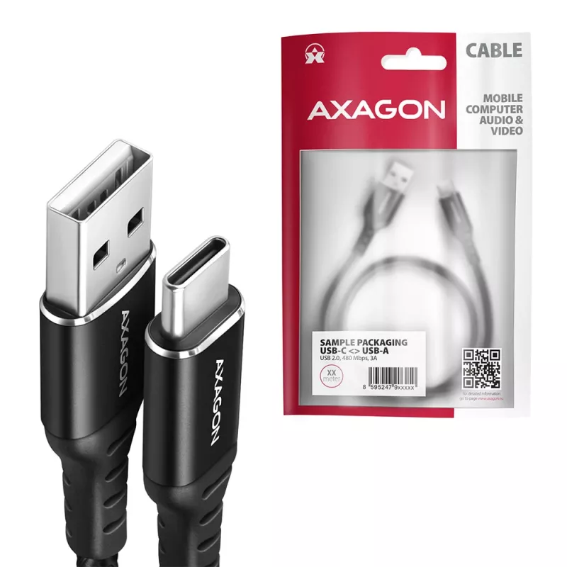 USB kábel Axagon BUCM-AM15AB USB 2.0 1,5 m USB A USB C čierny