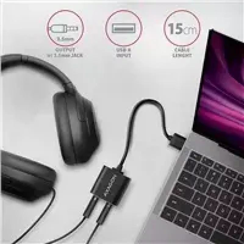 Externý USB audio adaptér AXAGON ADA-12 s 1x 3,5 mm jack pre slúchadlá a mikrofón