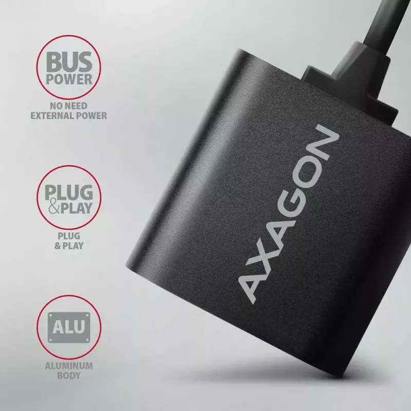 Externý USB audio adaptér AXAGON ADA-12 s 1x 3,5 mm jack pre slúchadlá a mikrofón