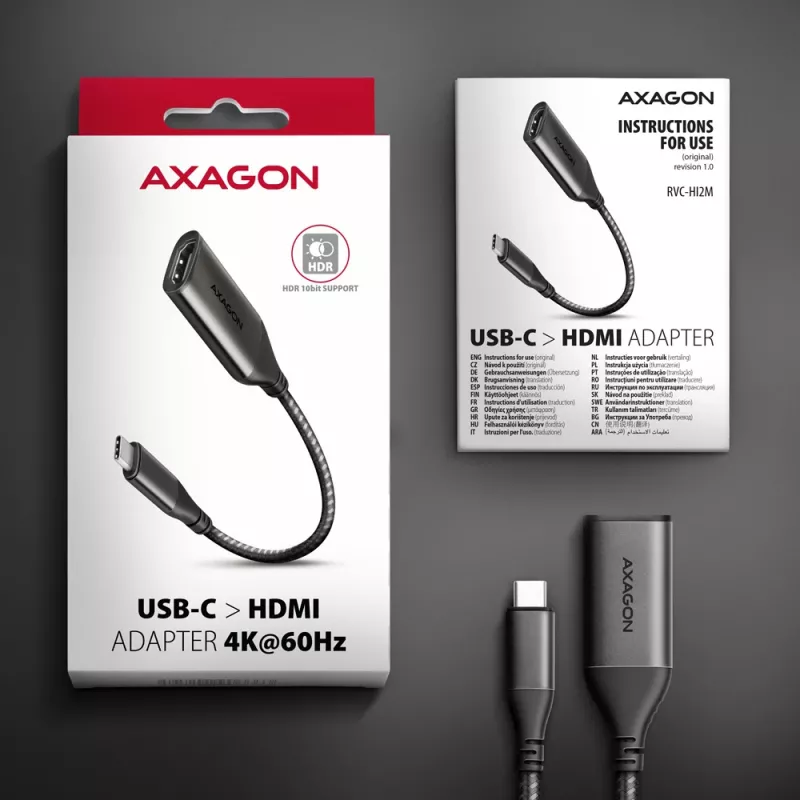 Axagon RVC-HI2M USB-C -> HDMI 2.0a adaptér 4K/60Hz HDR10
