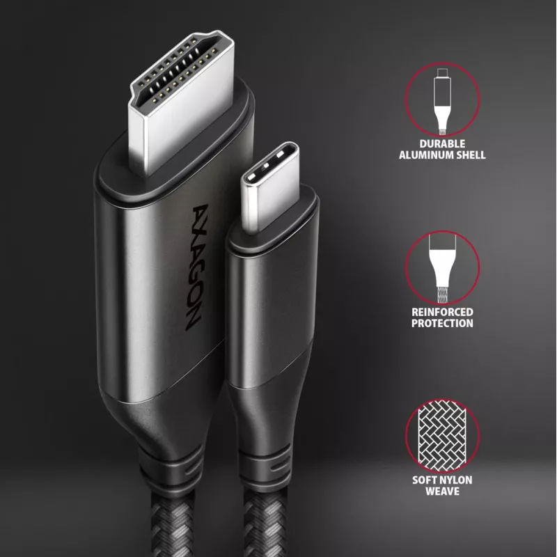 Axagon RVC-HI2MC USB-C -> HDMI 2.0a kábel 1,8m, 4K/60Hz HDR10