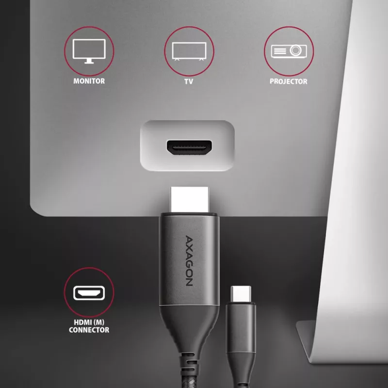 Axagon RVC-HI2MC USB-C -> HDMI 2.0a kábel 1,8m, 4K/60Hz HDR10