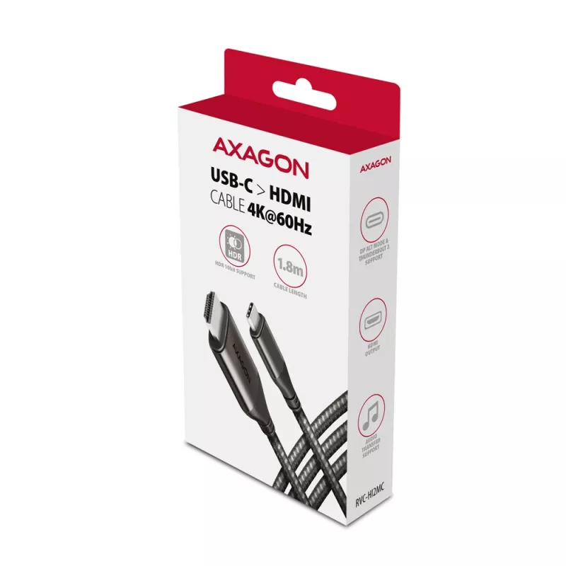 Axagon RVC-HI2MC USB-C -> HDMI 2.0a kábel 1,8m, 4K/60Hz HDR10