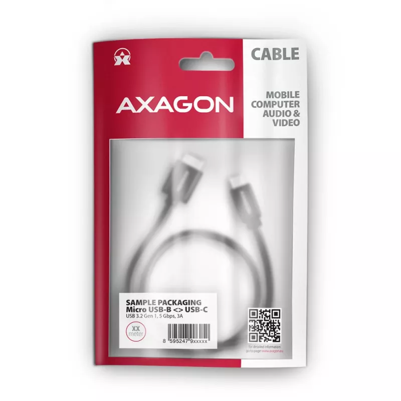 USB kábel Axagon BUMM3-CM10AB Micro-USB B na USB C 1m čierny